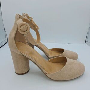 Y2k inspired faux suede pastel softcore Mary Jane style ankle strap pumps